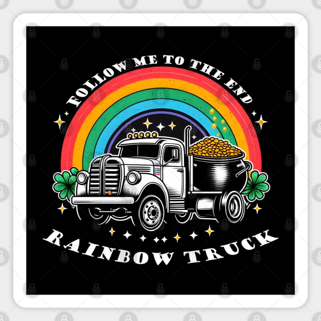 Rainbow Truck – Retro Pot of Gold Adventure Artwork Magnet by MakerMind8.2